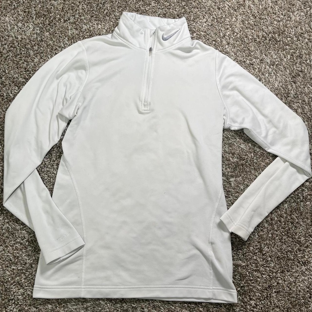 Nike Dri-FIT White Fleece Lined Women's Quarter-Zip Pullover Size Medium